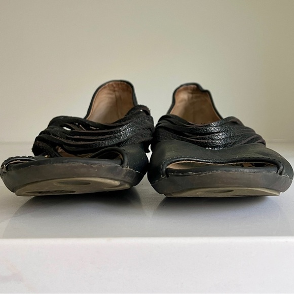 Fly London LAFF Peep Toe Multi strap Black Ballerina Heel Shoes Size 7 - Picture 12 of 16